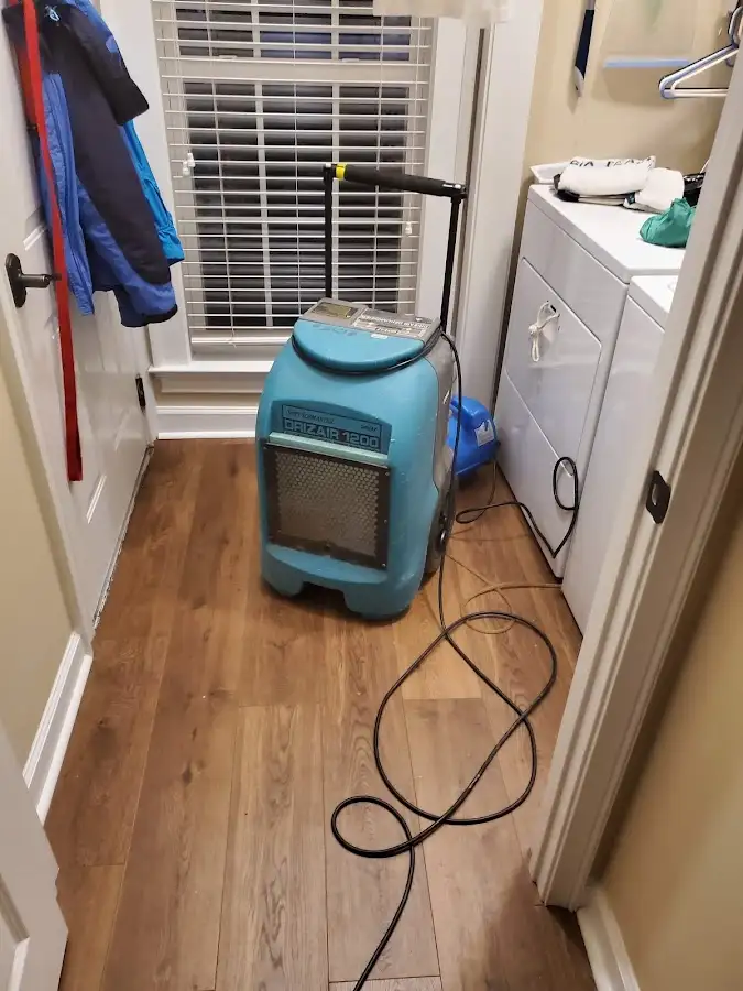 Commercial dehumidifier deployed for Flood Damage Cleanup in Waterboro